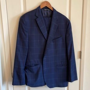 Jack Victor Elite blue, striped suit, 46 R jacket, 43 W